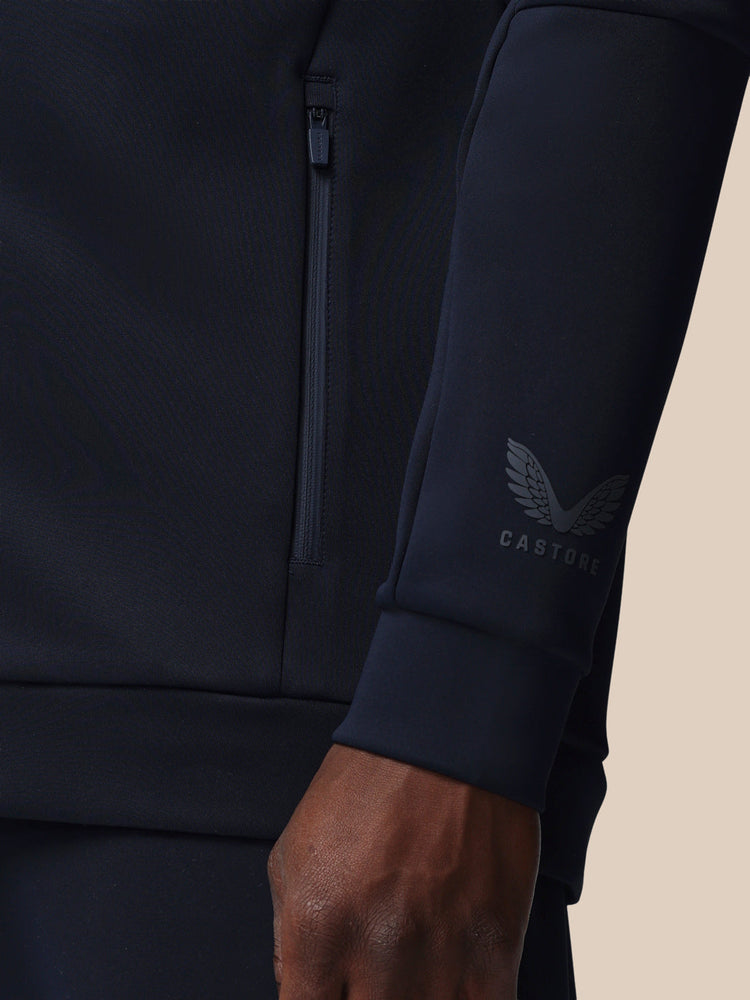 Heren Flex Lange Mouwen Full Zip Hoodie - Marineblauw