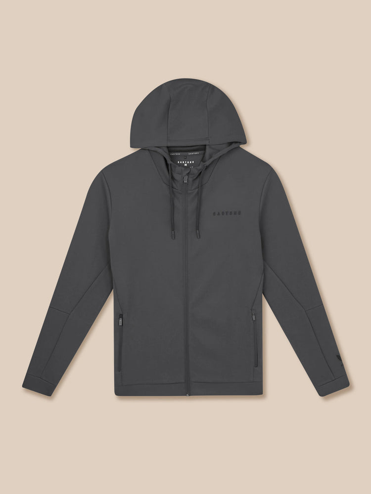 Heren Flex Lange Mouwen Full Zip Hoodie - Gunmetal