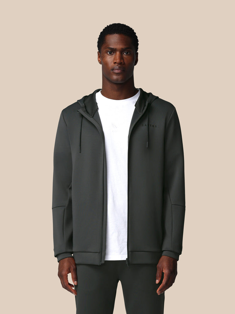 Heren Flex Lange Mouwen Full Zip Hoodie - Gunmetal