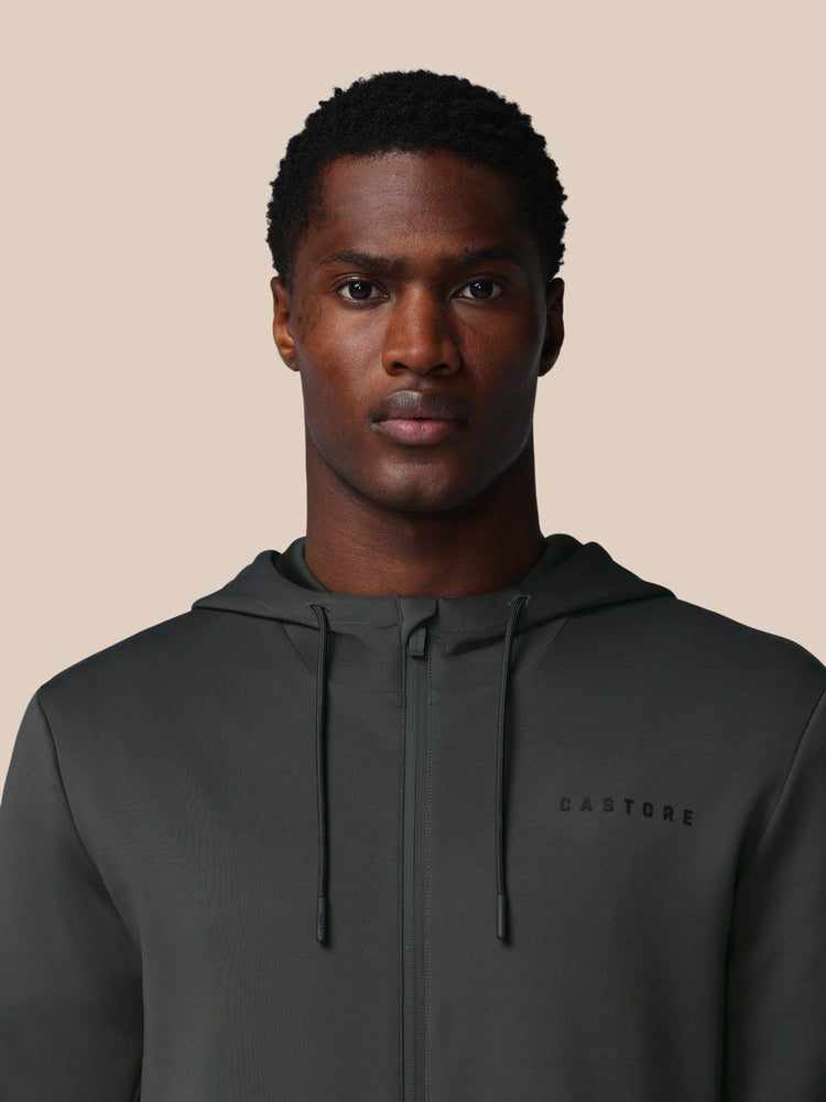 Heren Flex Lange Mouwen Full Zip Hoodie - Gunmetal
