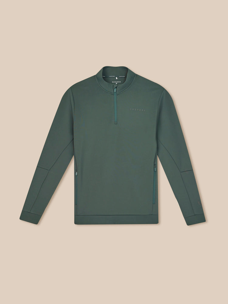 Heren Flex Lange Mouwen Kwartrits Sweatshirt - Donkergroen