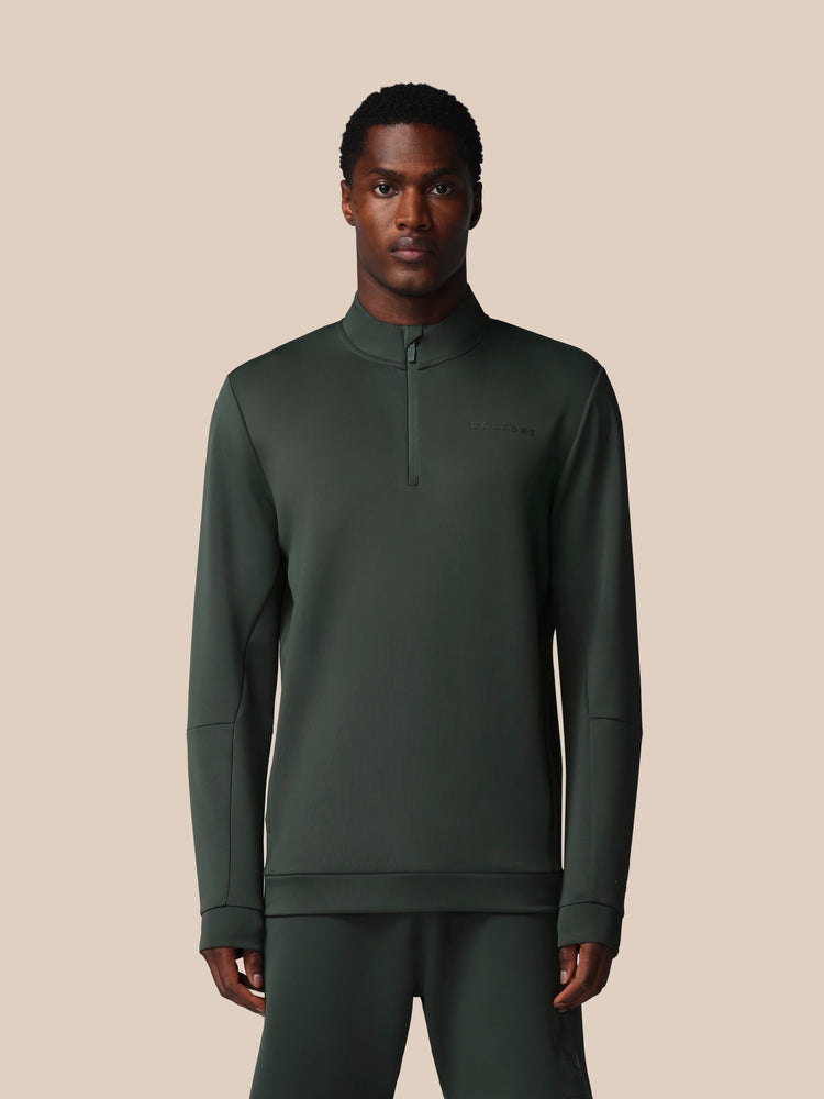 Heren Flex Lange Mouwen Kwartrits Sweatshirt - Donkergroen