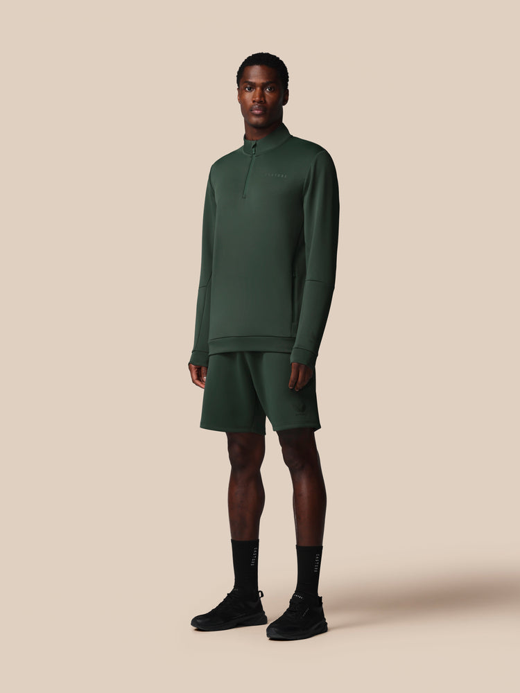 Heren Flex Lange Mouwen Kwartrits Sweatshirt - Donkergroen