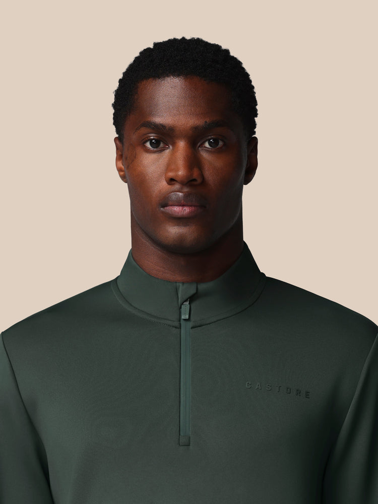 Heren Flex Lange Mouwen Kwartrits Sweatshirt - Donkergroen