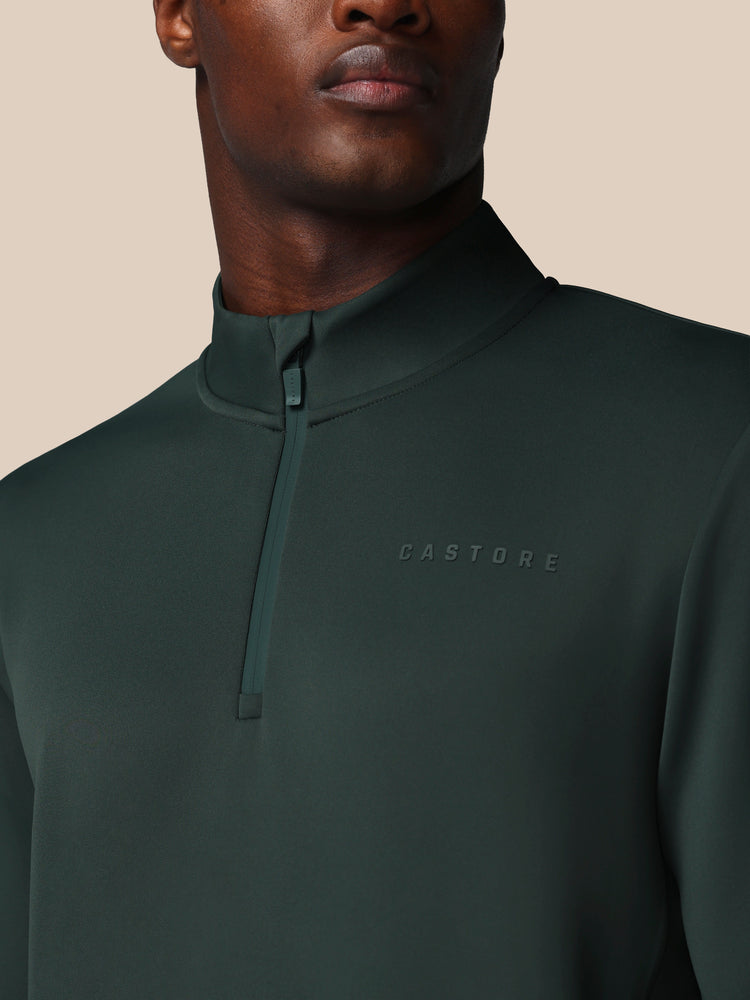 Heren Flex Lange Mouwen Kwartrits Sweatshirt - Donkergroen