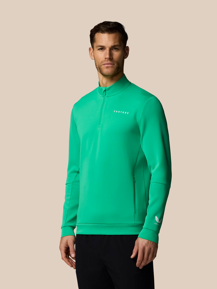 Heren Flex Lange Mouwen Kwartrits Sweatshirt - Jade Groen