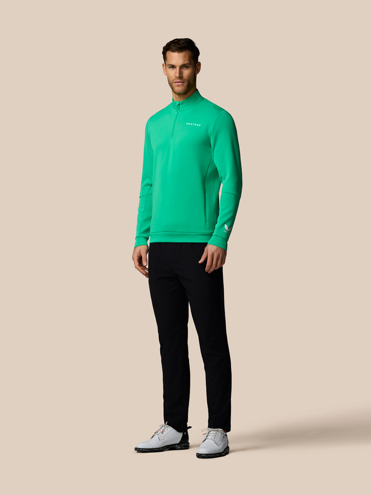 Heren Flex Lange Mouwen Kwartrits Sweatshirt - Jade Groen