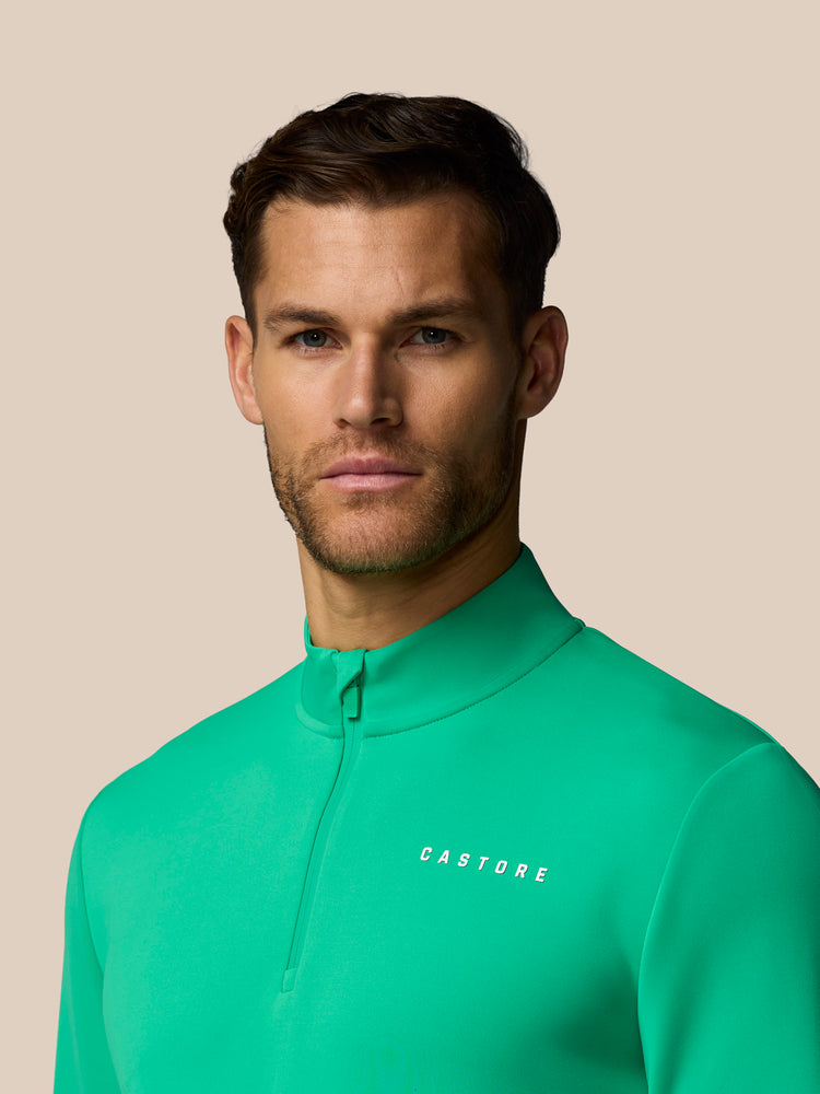 Heren Flex Lange Mouwen Kwartrits Sweatshirt - Jade Groen
