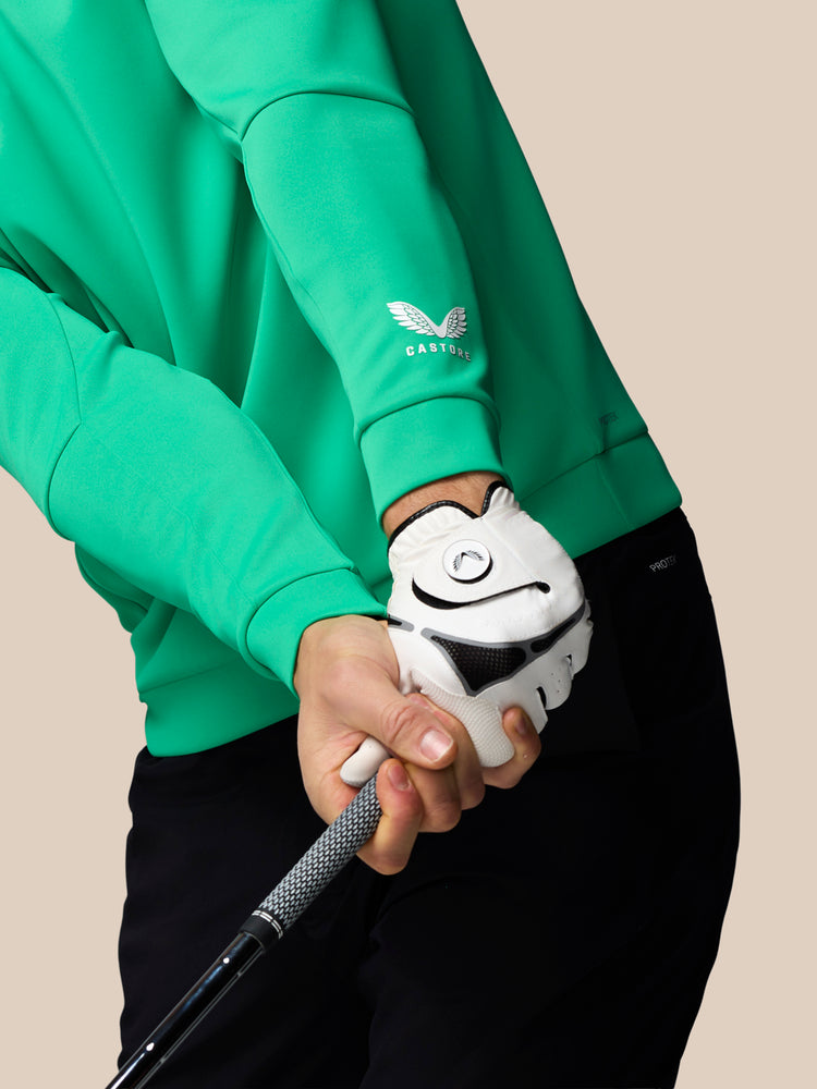 Heren Flex Lange Mouwen Kwartrits Sweatshirt - Jade Groen