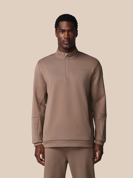 Heren Flex Lange Mouwen Kwartrits Sweatshirt - Diep Taupe