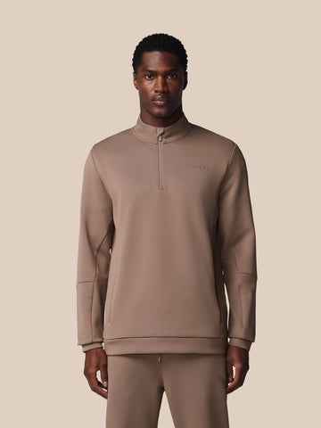Heren Flex Lange Mouwen Kwartrits Sweatshirt - Diep Taupe