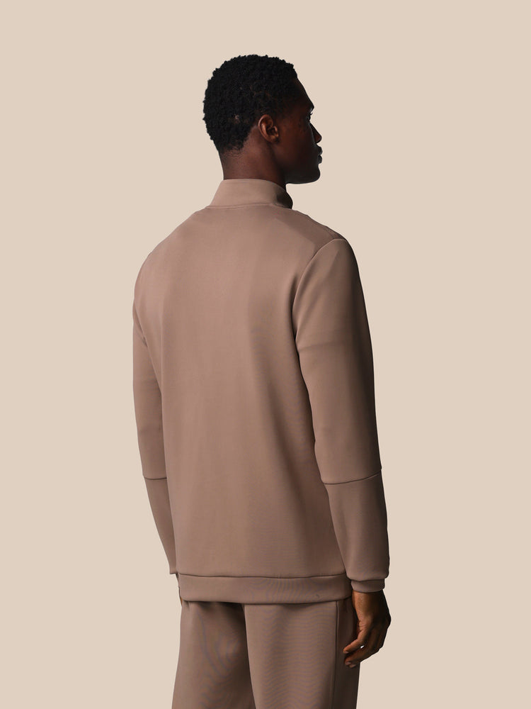 Heren Flex Lange Mouwen Kwartrits Sweatshirt - Diep Taupe