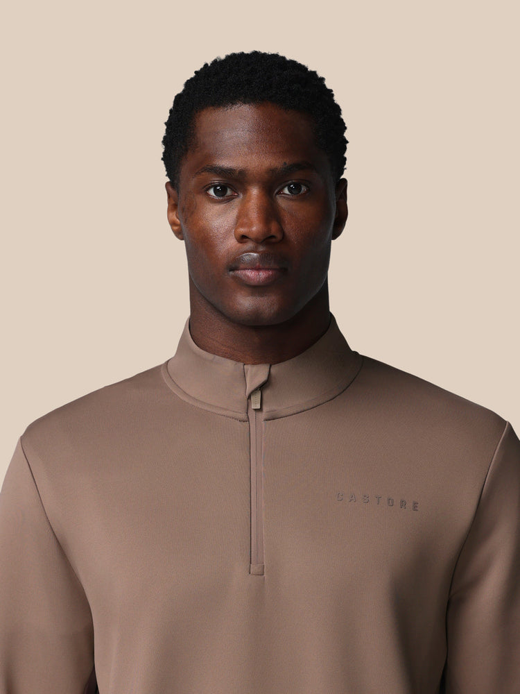 Heren Flex Lange Mouwen Kwartrits Sweatshirt - Diep Taupe