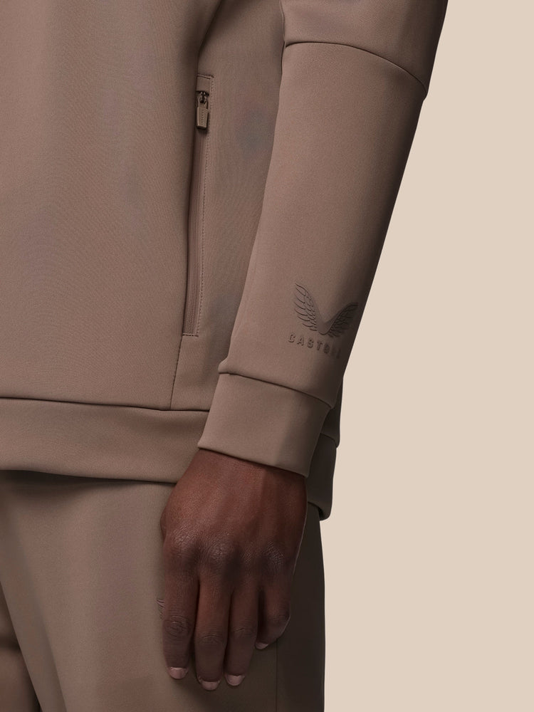 Heren Flex Lange Mouwen Kwartrits Sweatshirt - Diep Taupe