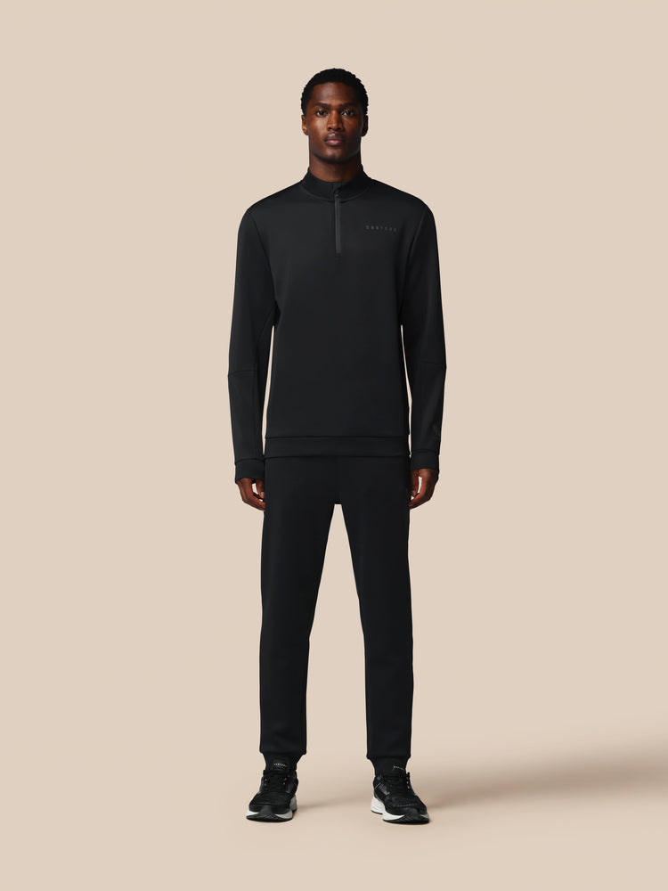 Heren Flex Lange Mouwen Kwartrits Sweatshirt - Zwart