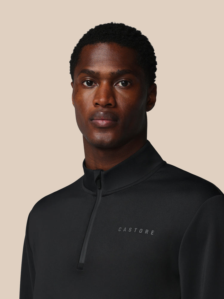 Heren Flex Lange Mouwen Kwartrits Sweatshirt - Zwart