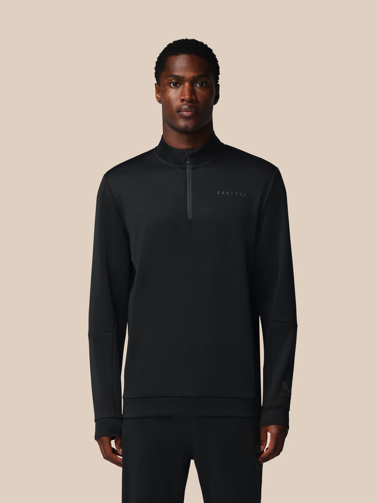 Heren Flex Lange Mouwen Kwartrits Sweatshirt - Zwart