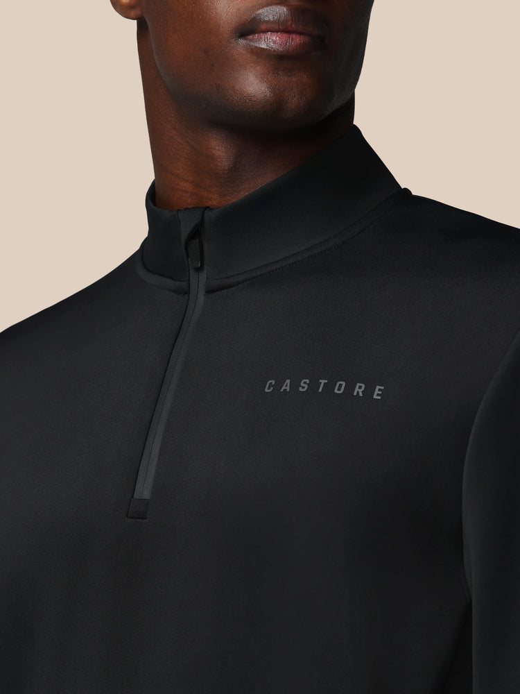 Heren Flex Lange Mouwen Kwartrits Sweatshirt - Zwart