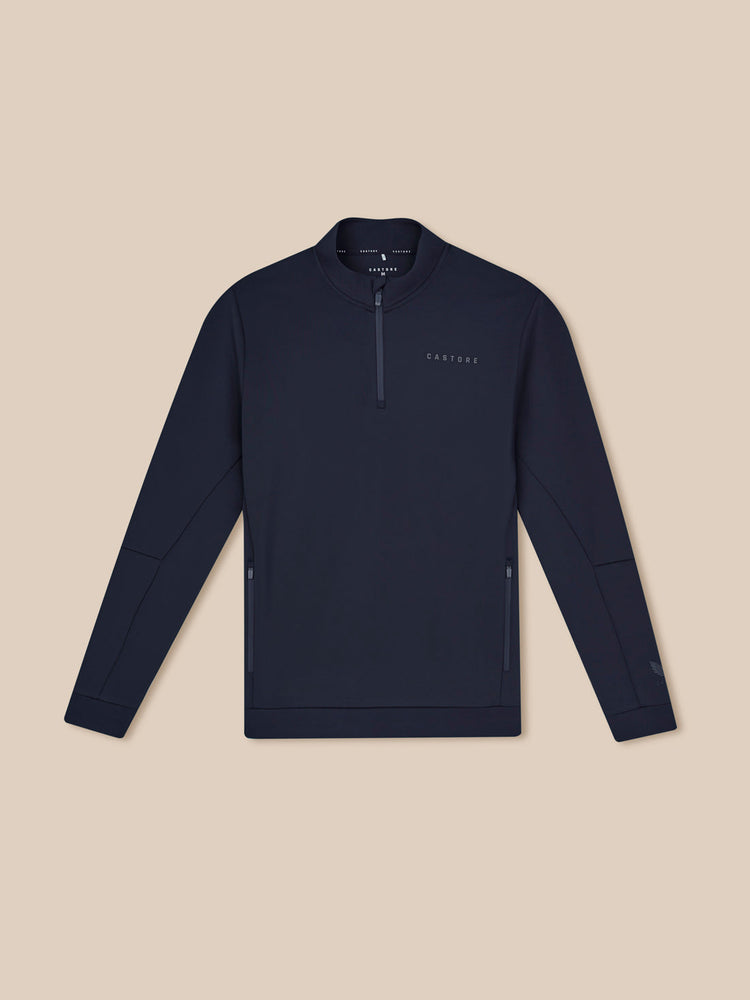 Heren Flex Lange Mouwen Kwartrits Sweatshirt - Marineblauw