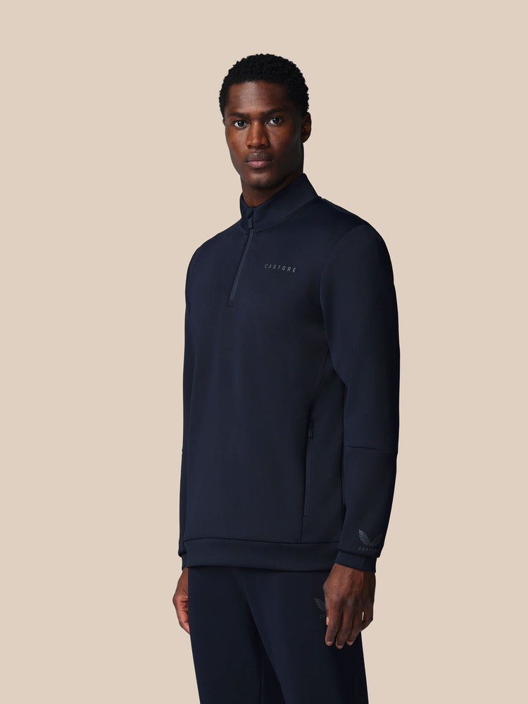 Heren Flex Lange Mouwen Kwartrits Sweatshirt - Marineblauw