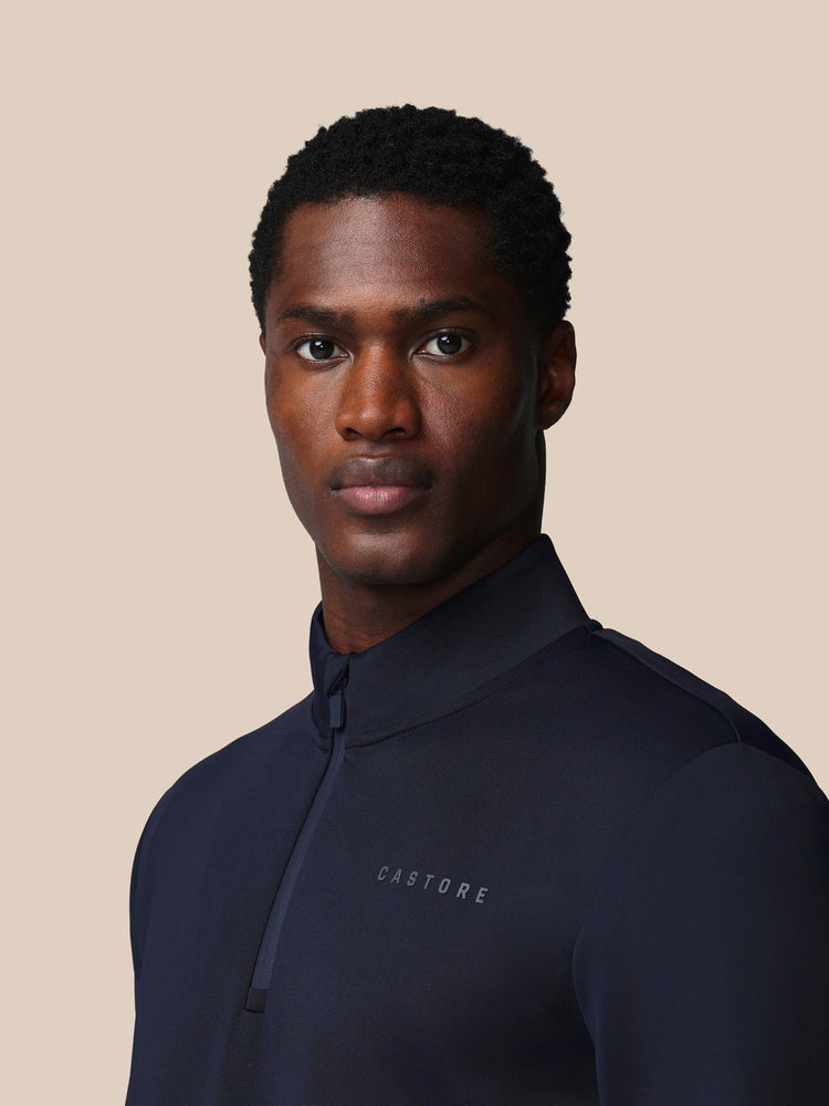 Heren Flex Lange Mouwen Kwartrits Sweatshirt - Marineblauw