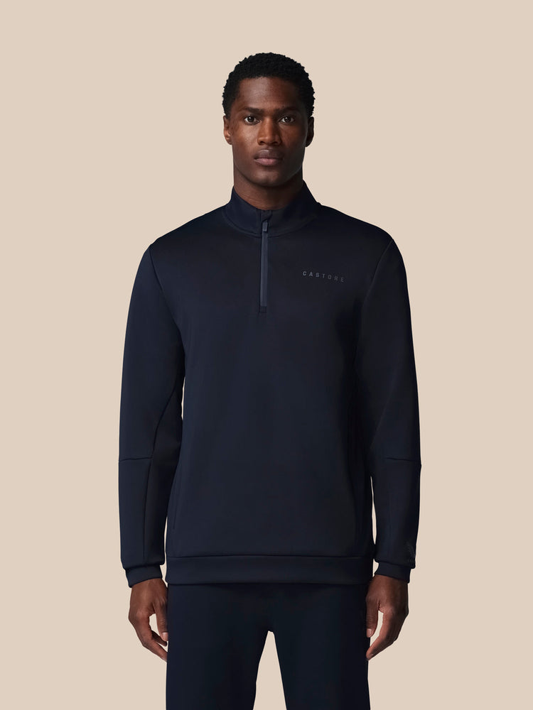 Heren Flex Lange Mouwen Kwartrits Sweatshirt - Marineblauw