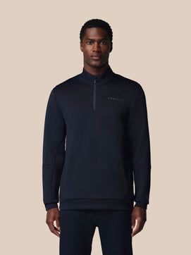 Heren Flex Lange Mouwen Kwartrits Sweatshirt - Marineblauw