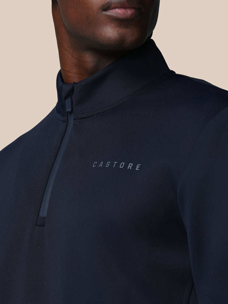 Heren Flex Lange Mouwen Kwartrits Sweatshirt - Marineblauw