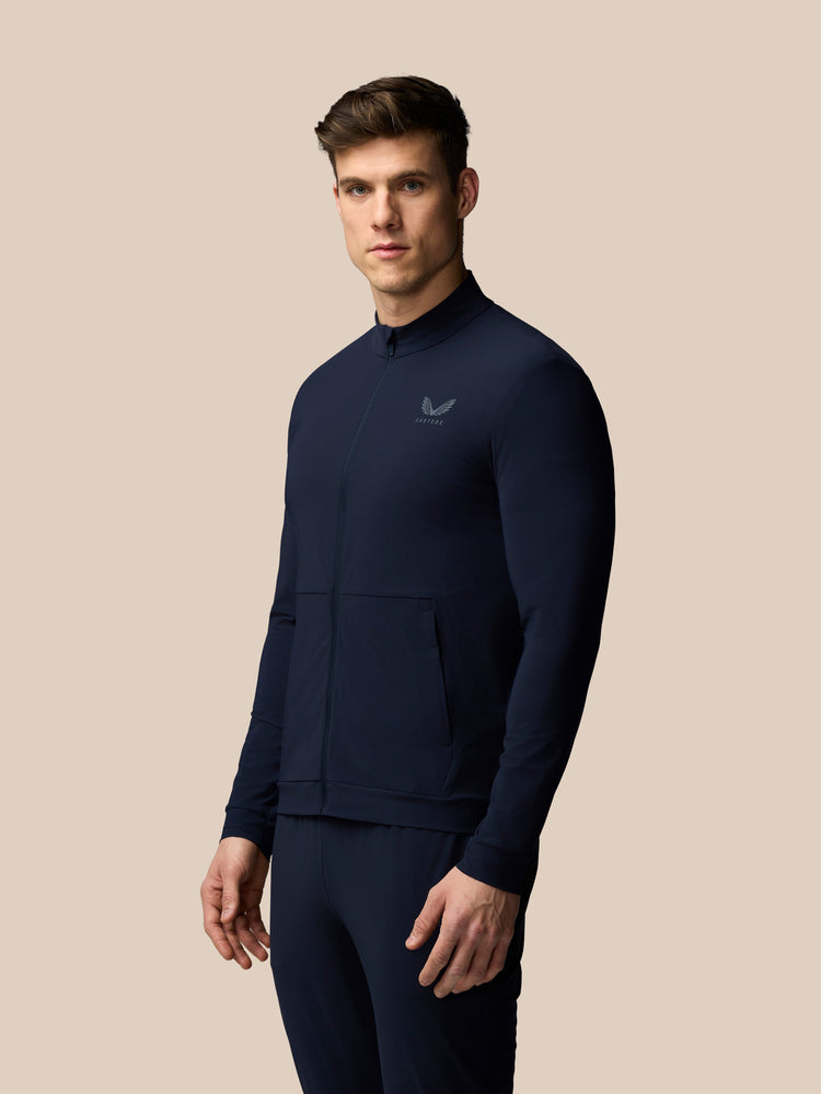 Heren Flex Lange Mouwen Tech Trainingsjas - Marineblauw