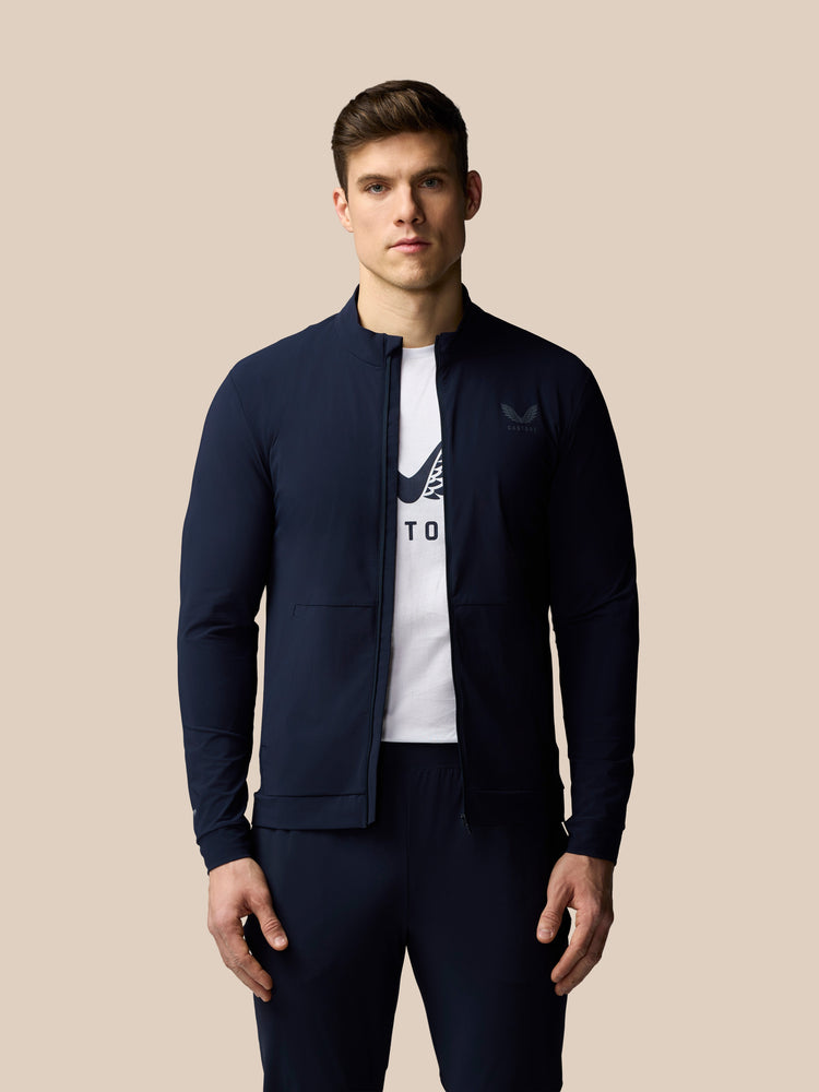 Heren Flex Lange Mouwen Tech Trainingsjas - Marineblauw