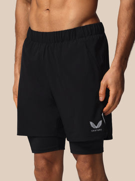 Heren Apex Atletische Fit 2-In-1 Gewoven Shorts - Zwart