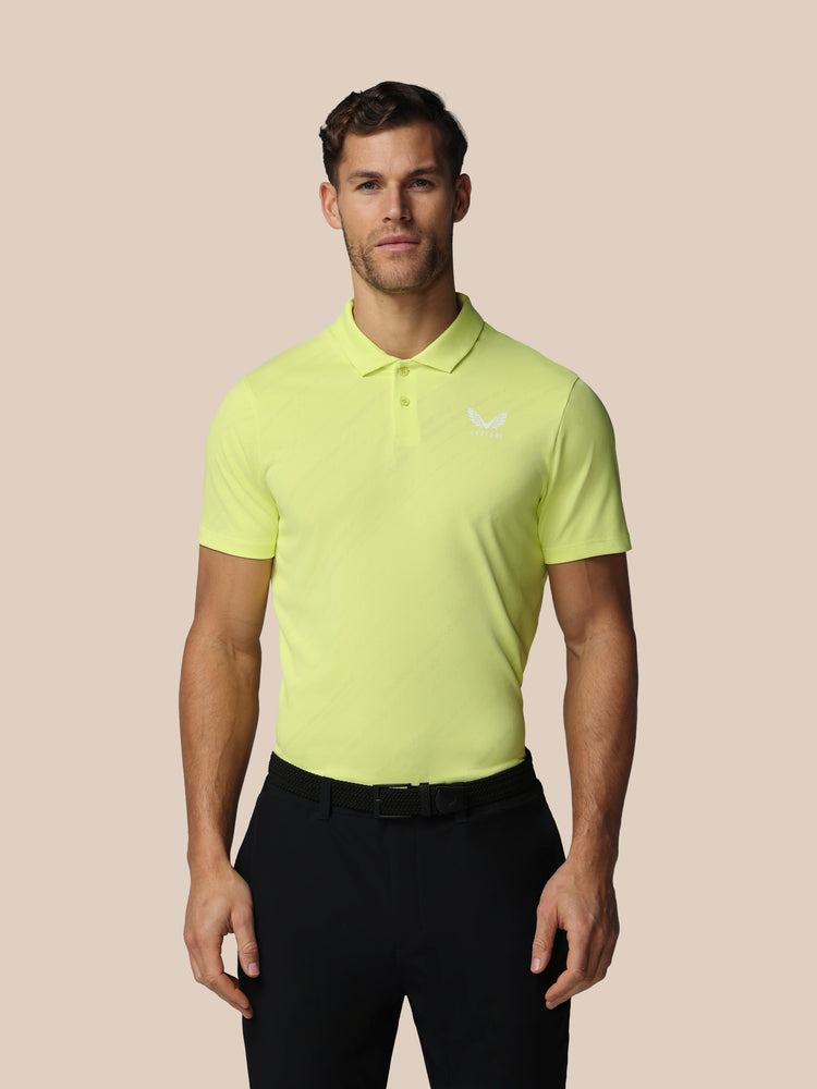 Heren Golf LVS Engineered Gebreid Polo - Limoen