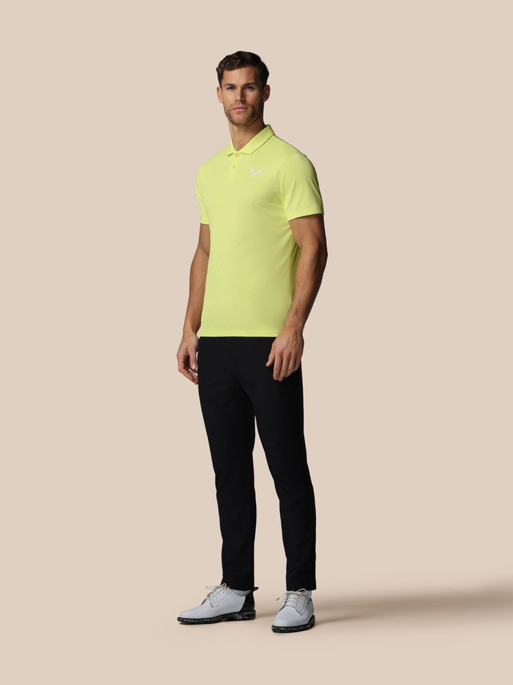 Heren Golf LVS Engineered Gebreid Polo - Limoen