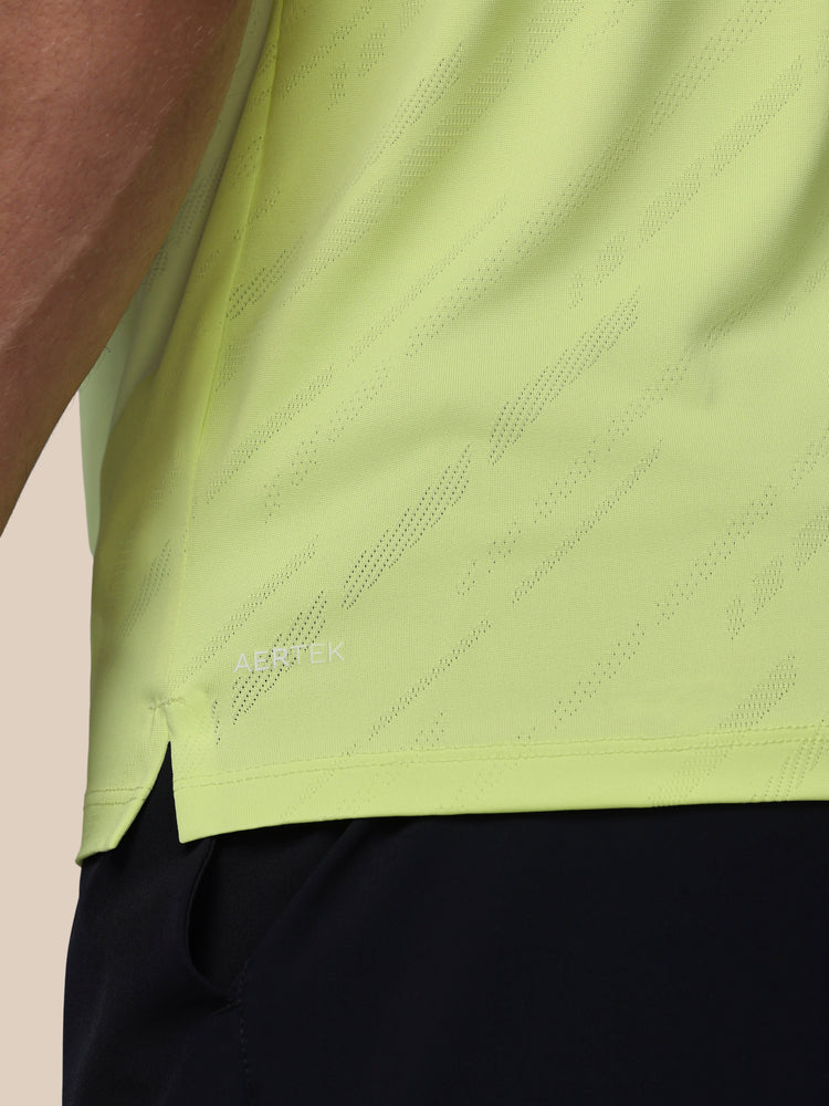 Heren Golf LVS Engineered Gebreid Polo - Limoen