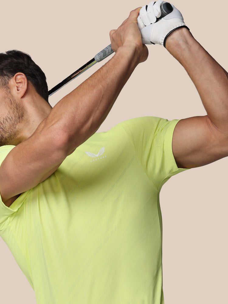Heren Golf LVS Engineered Gebreid Polo - Limoen