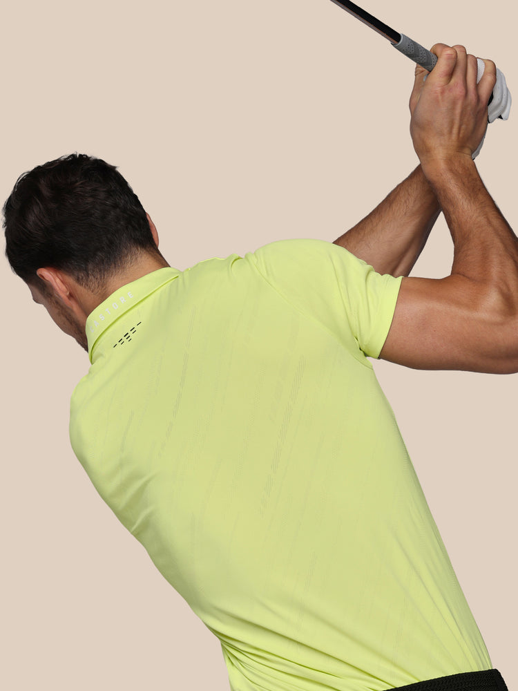 Heren Golf LVS Engineered Gebreid Polo - Limoen