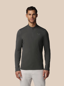 Heren Golf LVS Kwartrits Top met Lange Mouwen - Gunmetal