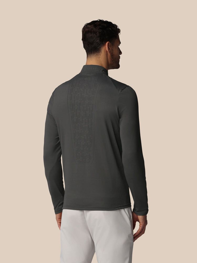 Heren Golf LVS Kwartrits Top met Lange Mouwen - Gunmetal