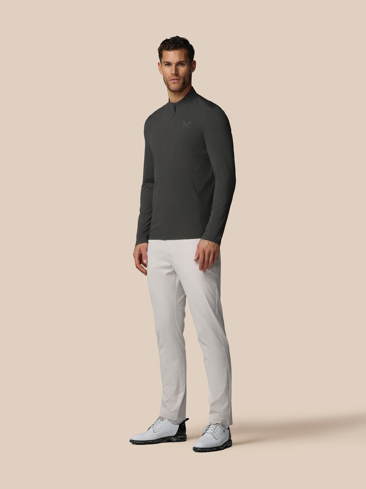 Heren Golf LVS Kwartrits Top met Lange Mouwen - Gunmetal