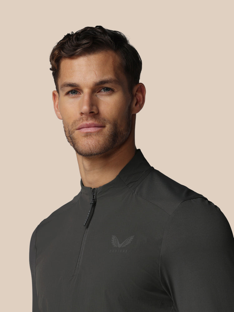 Heren Golf LVS Kwartrits Top met Lange Mouwen - Gunmetal