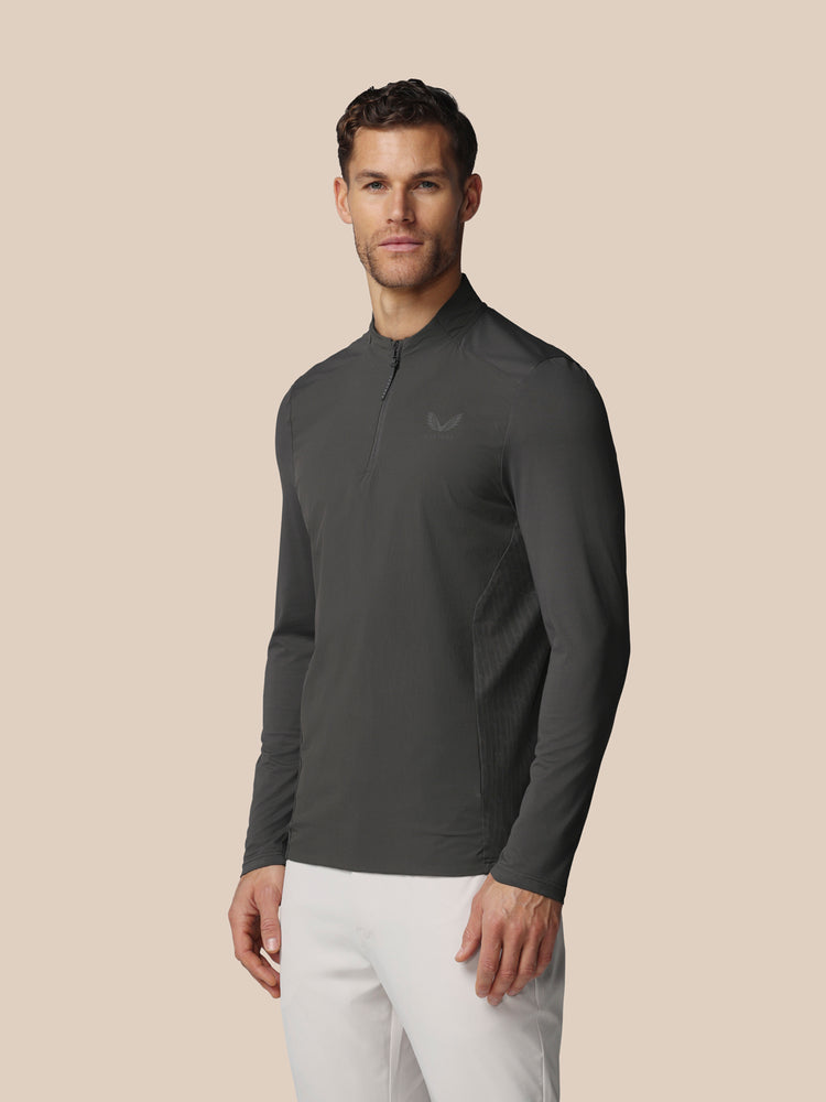 Heren Golf LVS Kwartrits Top met Lange Mouwen - Gunmetal