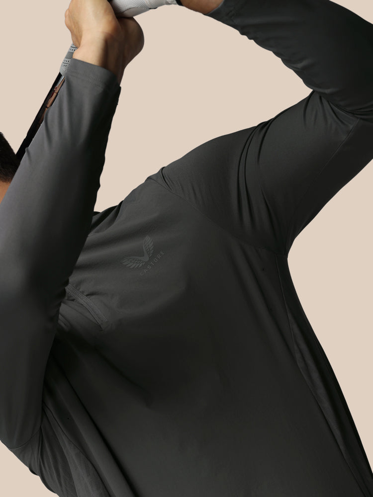Heren Golf LVS Kwartrits Top met Lange Mouwen - Gunmetal