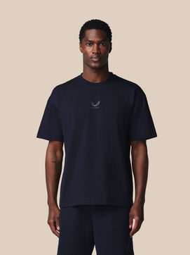 Heren Adapt Katoen Loose Fit T-Shirt - Marineblauw