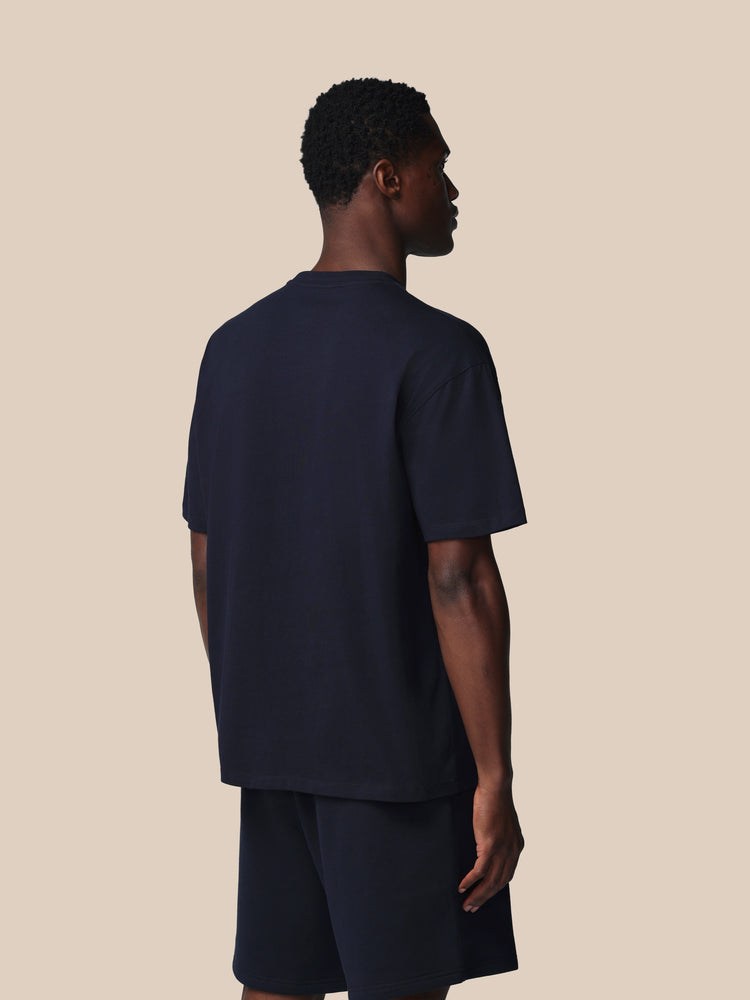 Heren Adapt Katoen Loose Fit T-Shirt - Marineblauw