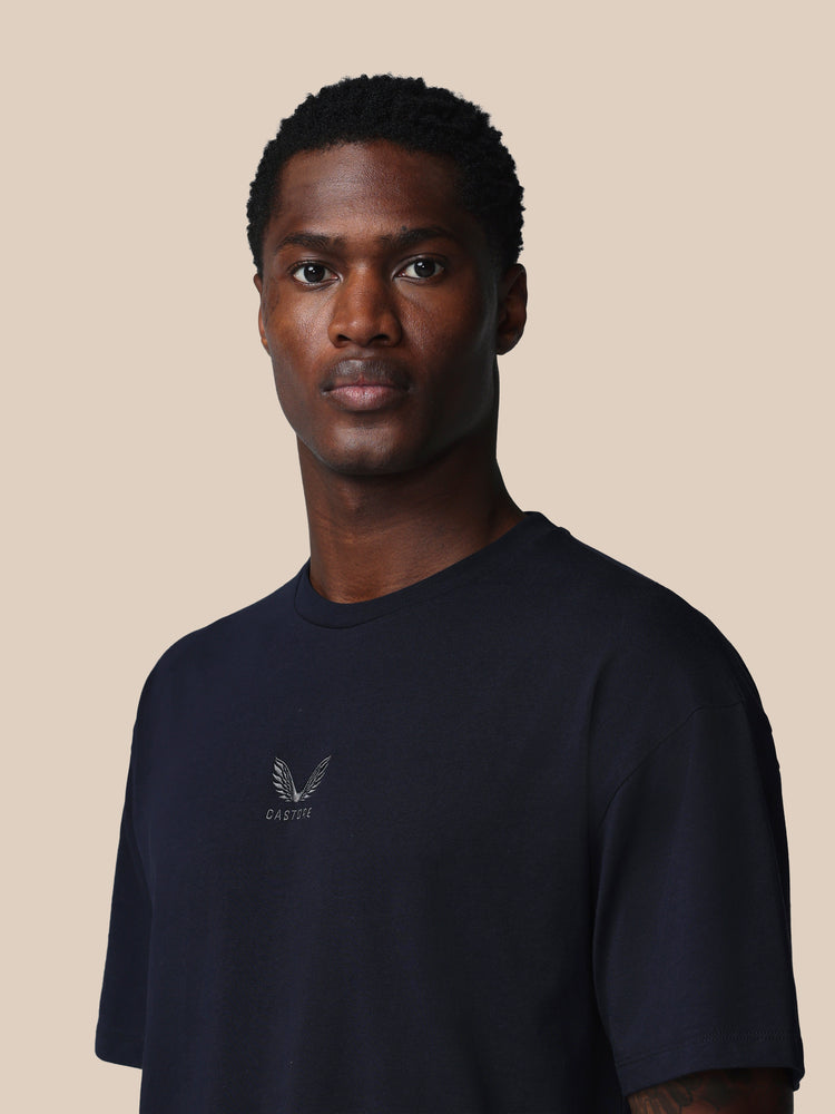 Heren Adapt Katoen Loose Fit T-Shirt - Marineblauw