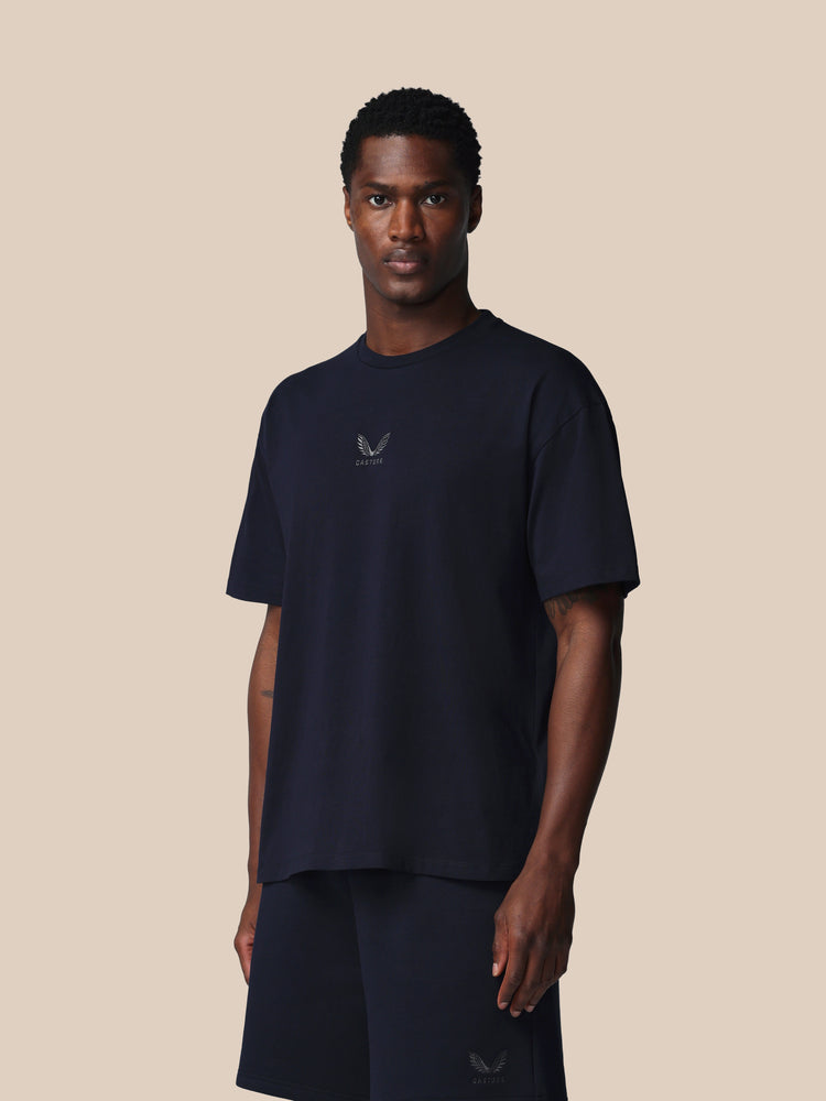 Heren Adapt Katoen Loose Fit T-Shirt - Marineblauw