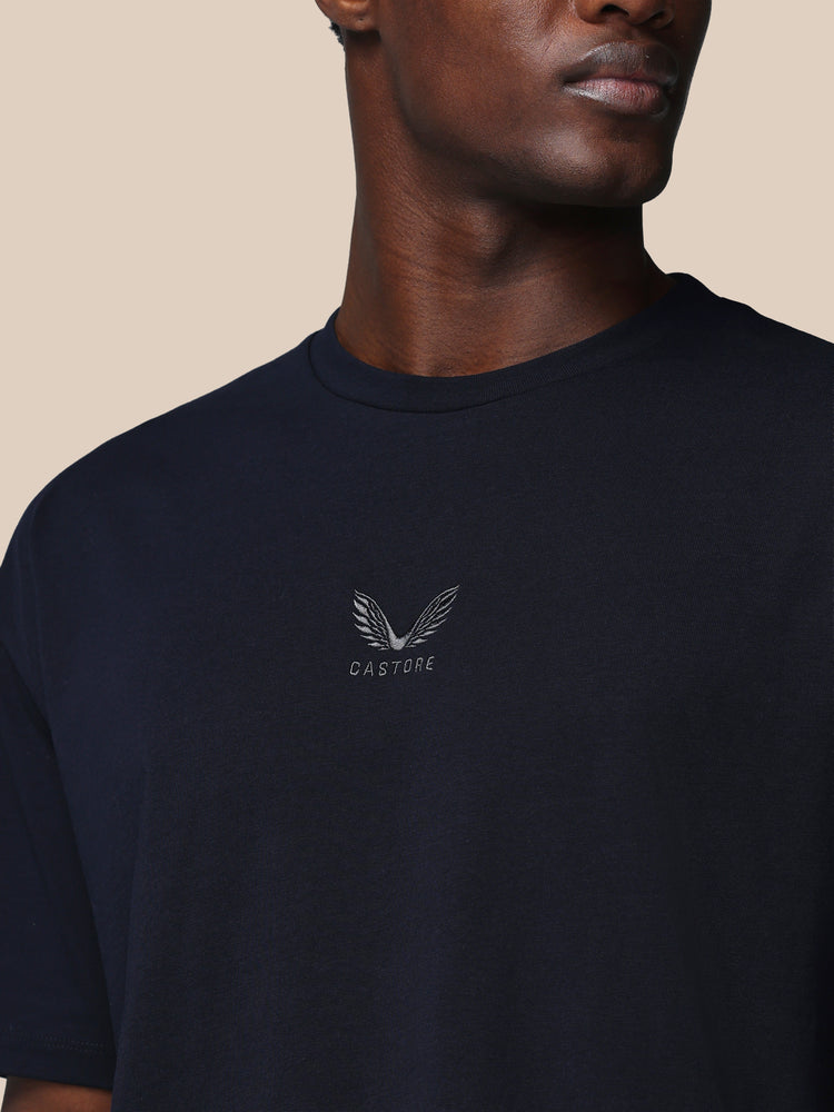 Heren Adapt Katoen Loose Fit T-Shirt - Marineblauw