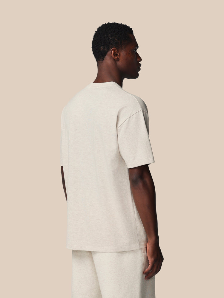 Heren Adapt Katoen Loose Fit T-Shirt - Oatmeal Marl