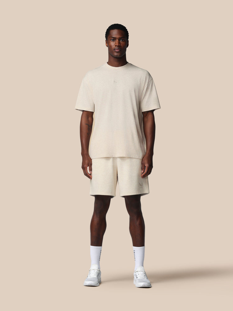 Heren Adapt Katoen Loose Fit T-Shirt - Oatmeal Marl