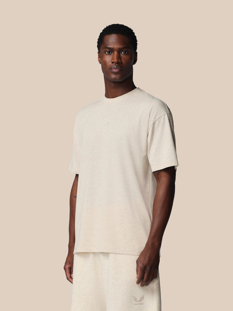 Heren Adapt Katoen Loose Fit T-Shirt - Oatmeal Marl